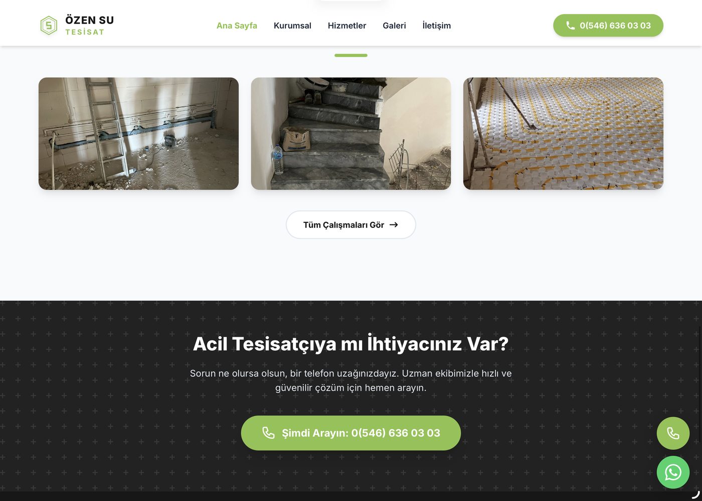 Özen Su Tesisatı web sitesi galeri