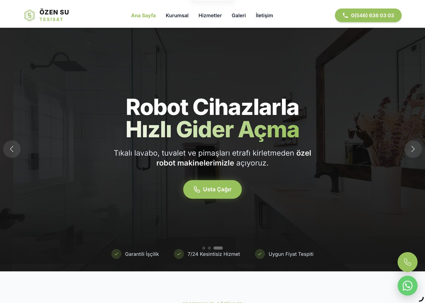Özen Su Tesisatı web sitesi