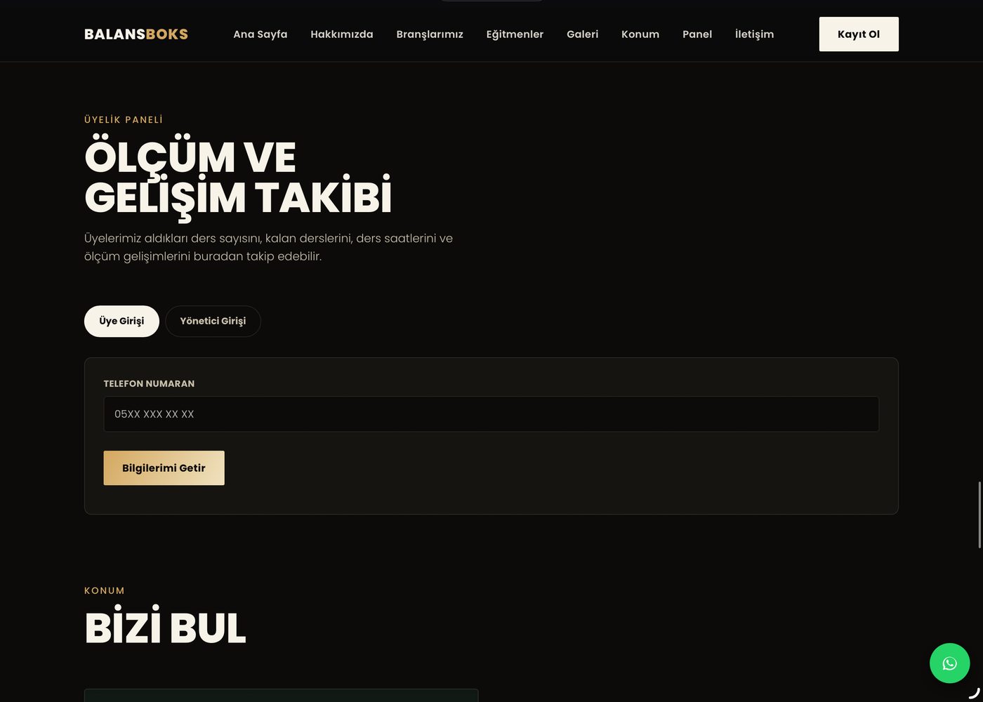 Balans Boks web sitesi üyelik paneli